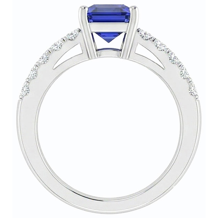 naturel round saphir 3.50carats bague vue de profil