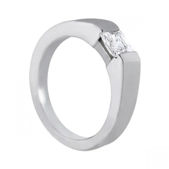 Bague Solitaire en Réel Diamant Princesse de 0,60 Carat Avec Or Blanc 14K Nouveau