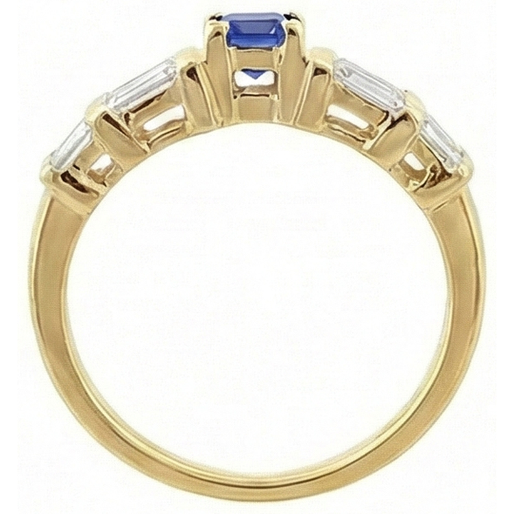 Bague Sri Lanka Saphir Bleu 2.51 Carat Or Jaune 14K