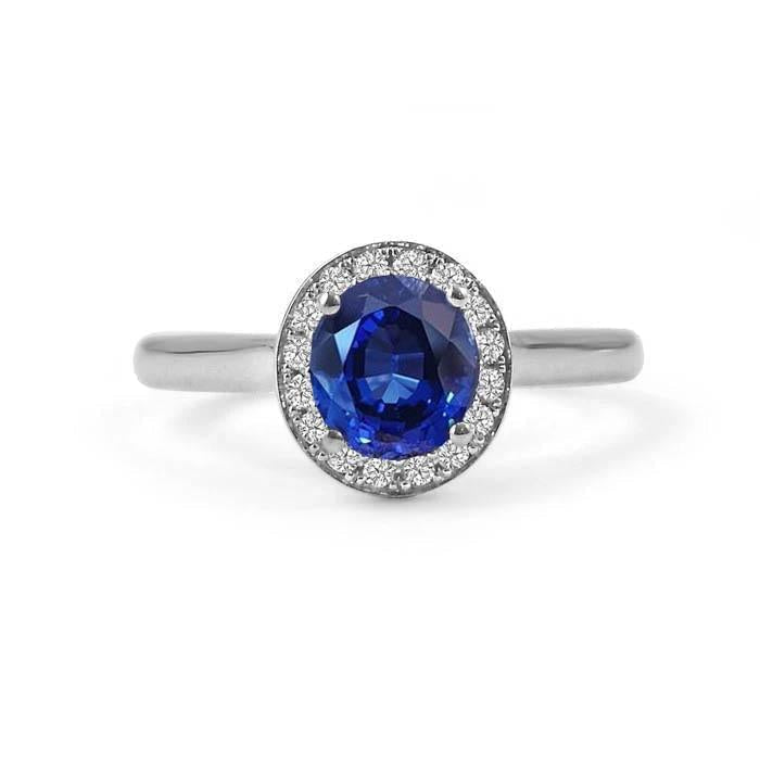 Bague Sri Lanka Saphir Ovale Et Diamant Rond Or 14K 2.90 Ct. - HarryChadEnt.FR