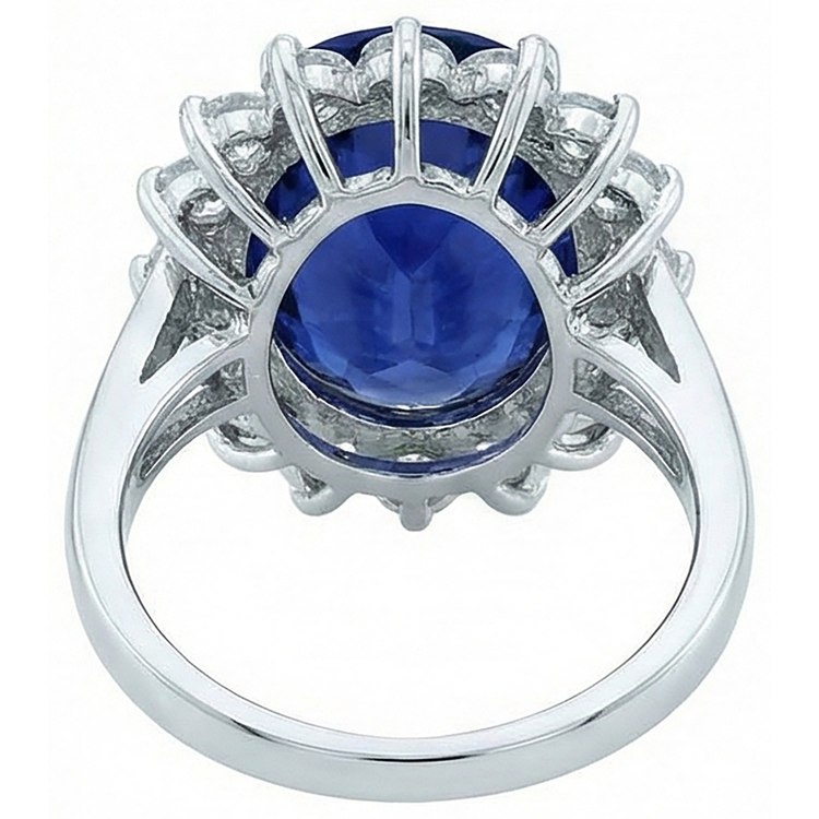 Bague Tanzanite 3.26 Carats Et Diamants Naturels Extraits des Mines ( et non cultivés en laboratoire ) Ronds Or Blanc 14K