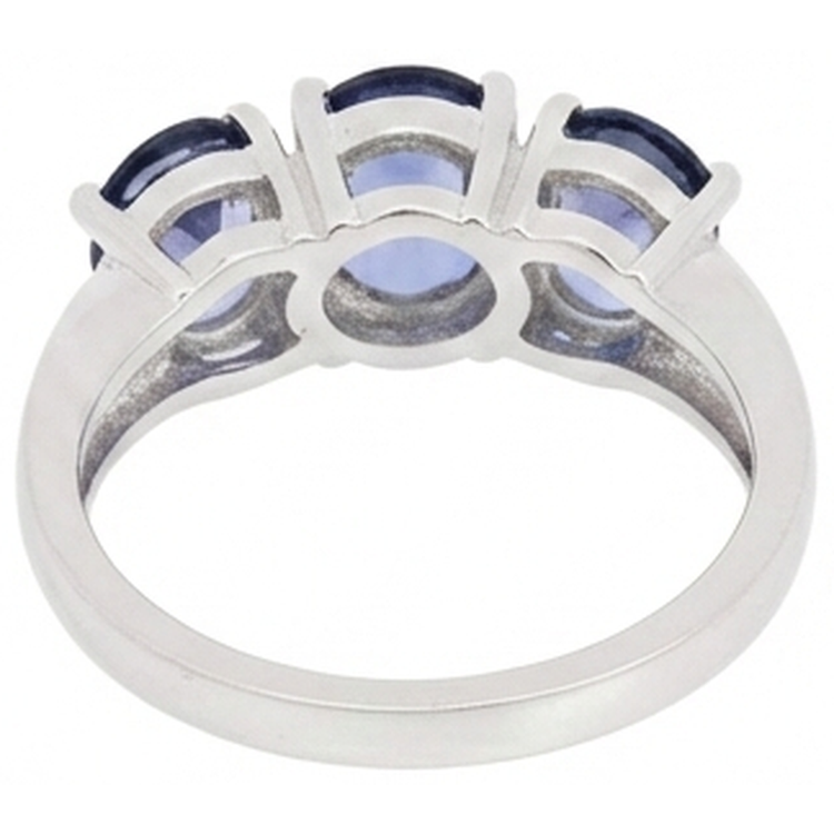 Bague Tanzanite Bleue 6 Carats Or Blanc 3 Pierres Pierres Précieuses Nouveau