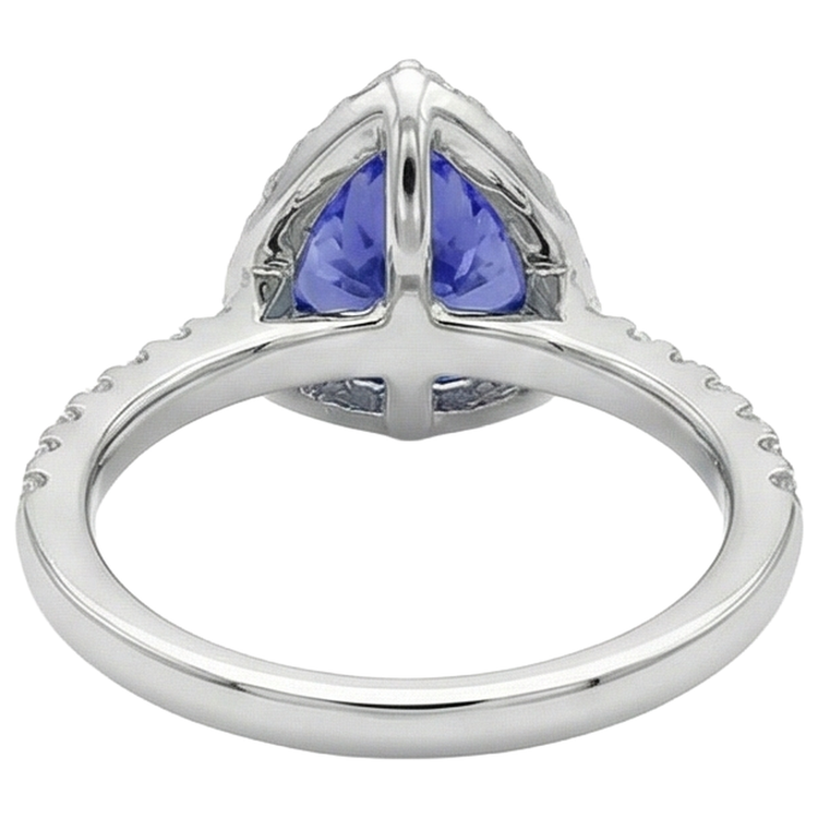 Bague Tanzanite De Forme Trillion 9 Carats Avec Diamants Ronds Or Blanc