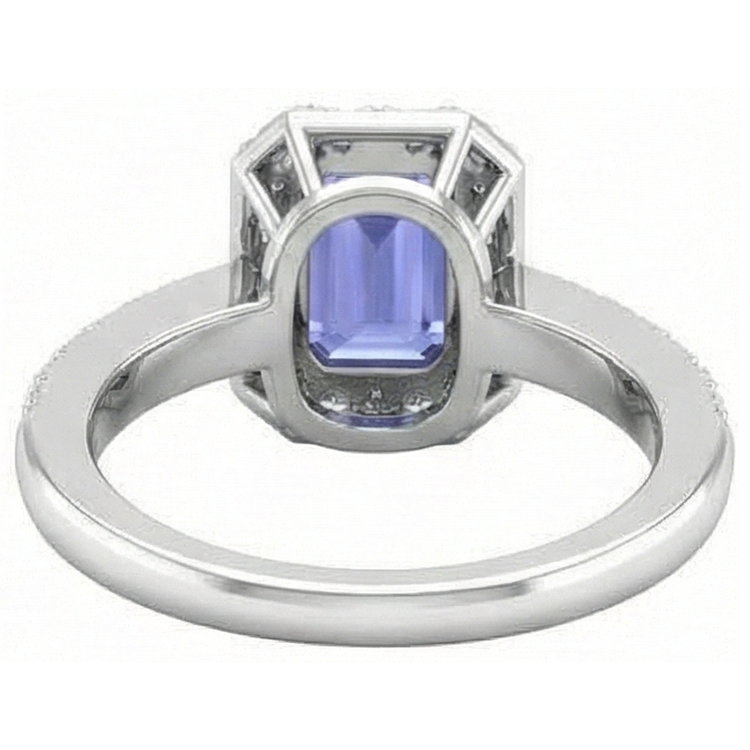 Bague Tanzanite Et Diamants Naturels Extraits des Mines ( et non cultivés en laboratoire ) 11.75 Ct Nouvel Or Blanc 14K