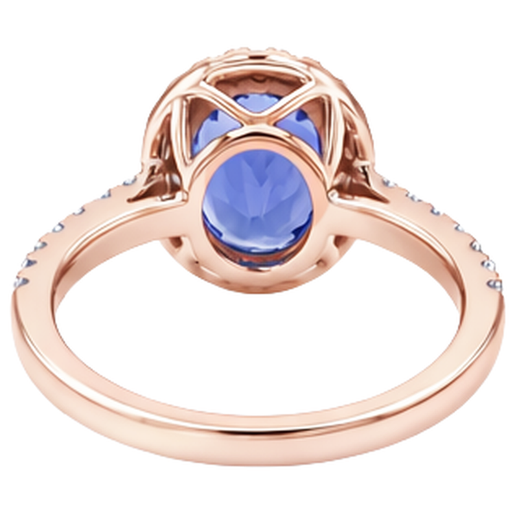naturel oval tanzanite 15.40carats bague avec accents diamants