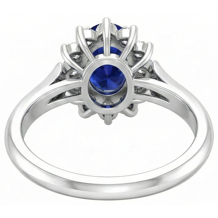 naturel oval tanzanite 3.75carats bague avec accents diamants
