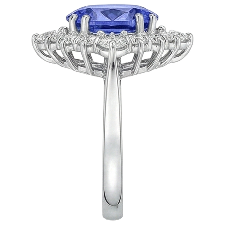 naturel oval tanzanite 5.20carats bague avec accents diamants