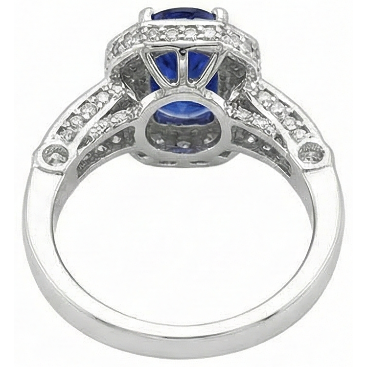 naturel round tanzanite 3.61carats bague avec accents diamants