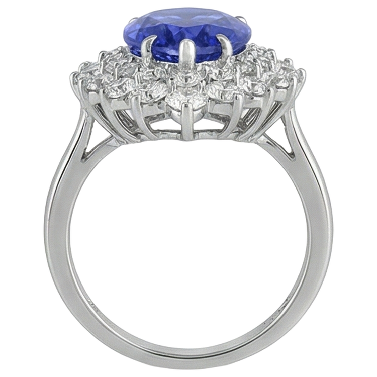 Bague Tanzanite Poire 5.75 Ct Avec Diamants Or Blanc