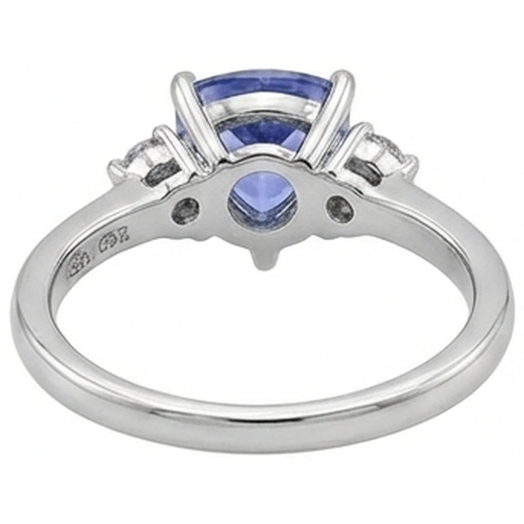 Bague Tanzanite Trois Pierres Et Diamants Naturels Extraits des Mines ( et non cultivés en laboratoire ) Ronds 4 Carats