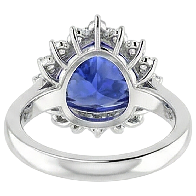 Bague Tanzanite & Diamants Naturels Extraits des Mines ( et non cultivés en laboratoire ) Ronds 4.60 Carat Or Blanc 14K
