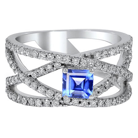 Bague Tendance Diamant Saphir Océanique