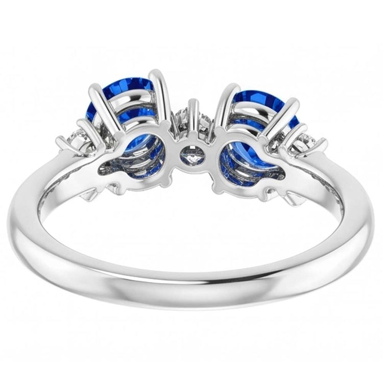 Bague Toi et Moi Diamant Naturels Extraits des Mines ( et non cultivés en laboratoire ) 1.18 Carats Saphir de Ceylan Femme Bijoux 14K