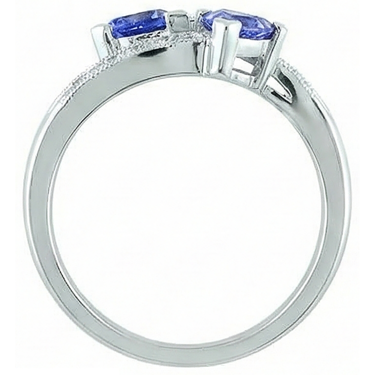 Bague Toi et Moi Trillion Tanzanite Et Diamants Naturels Extraits des Mines ( et non cultivés en laboratoire ) Ronds Or 2.50 Carats