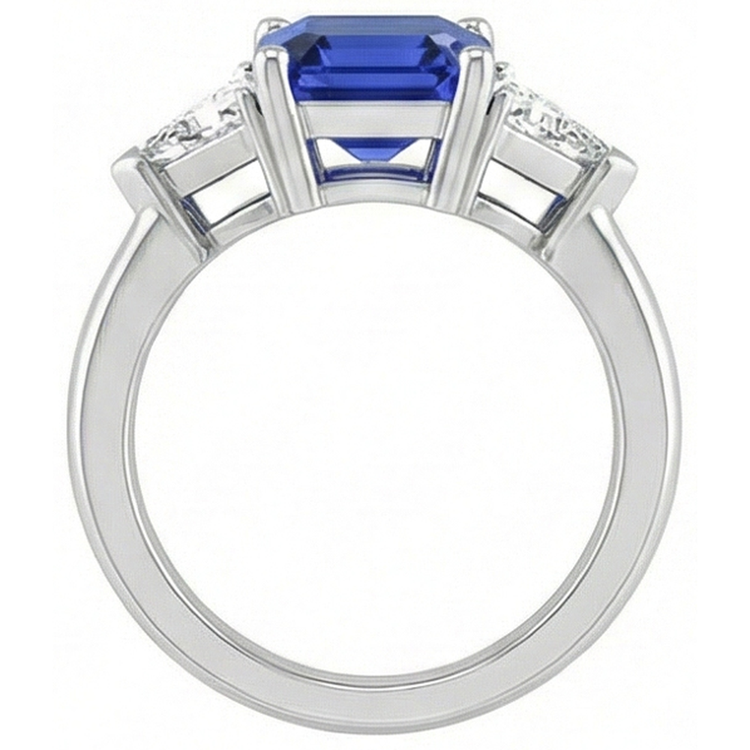 Bague Trilliant Diamond Sapphire Asscher Cut