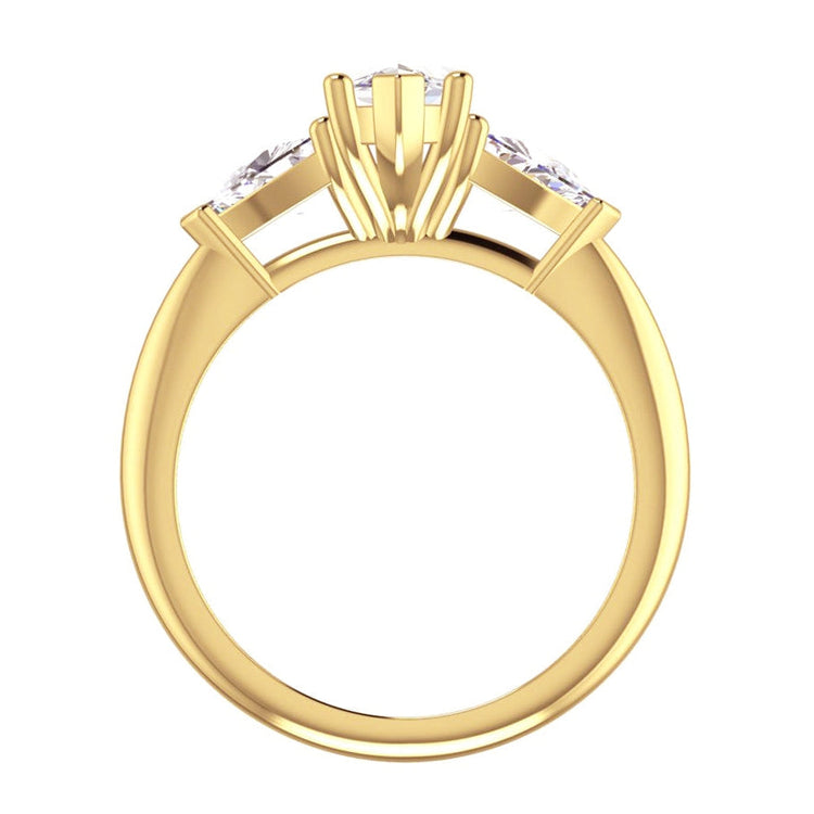 Bague Trillion Naturel Diamant Marquise 3 Pierres & Bande Assortie 3 Carats