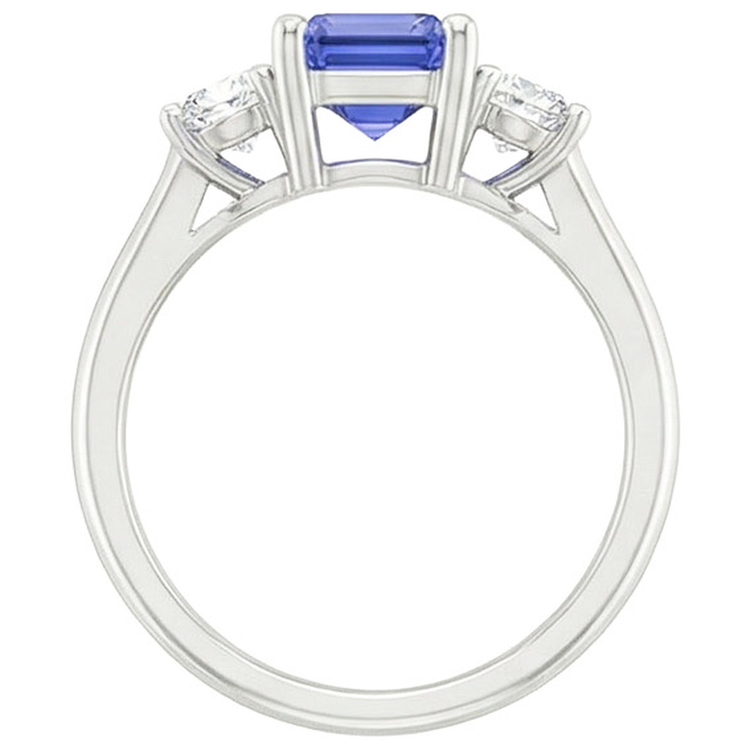 Bague Trois Pierres Emeraude Saphir Sri Lankais & Diamants Naturels Extraits des Mines ( et non cultivés en laboratoire ) 3.50 Carats