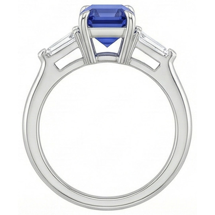 naturel baguette diamant 3.50carats bague détail rapproché