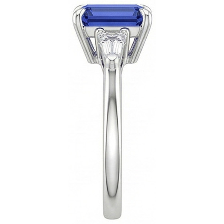 Bague Trois Pierres Or Blanc Saphir Ceylan & Diamant Naturels Extraits des Mines ( et non cultivés en laboratoire ) 3.50 Carats