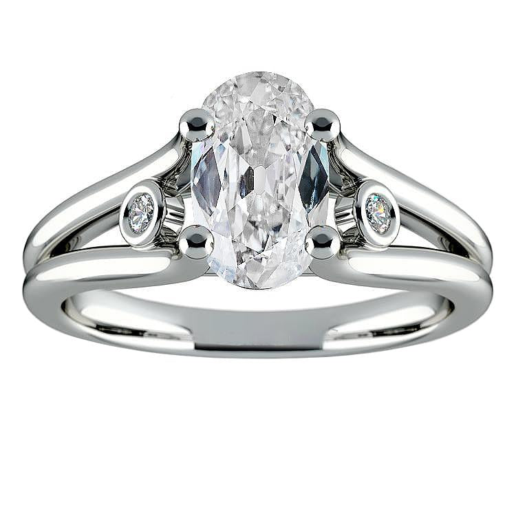 Bague Trois Pierres Ovale Vieux Mineur Véritable Diamant Split Tige 6 Carats