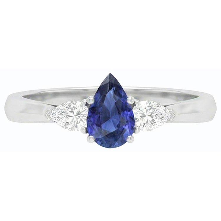 naturel pear diamant 1.25carats bague sur blanc