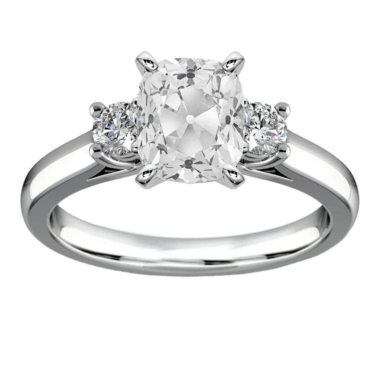 Bague Trois Pierres Réel Diamant Rond & Coussin Vieux Mineur 5.75 Carats