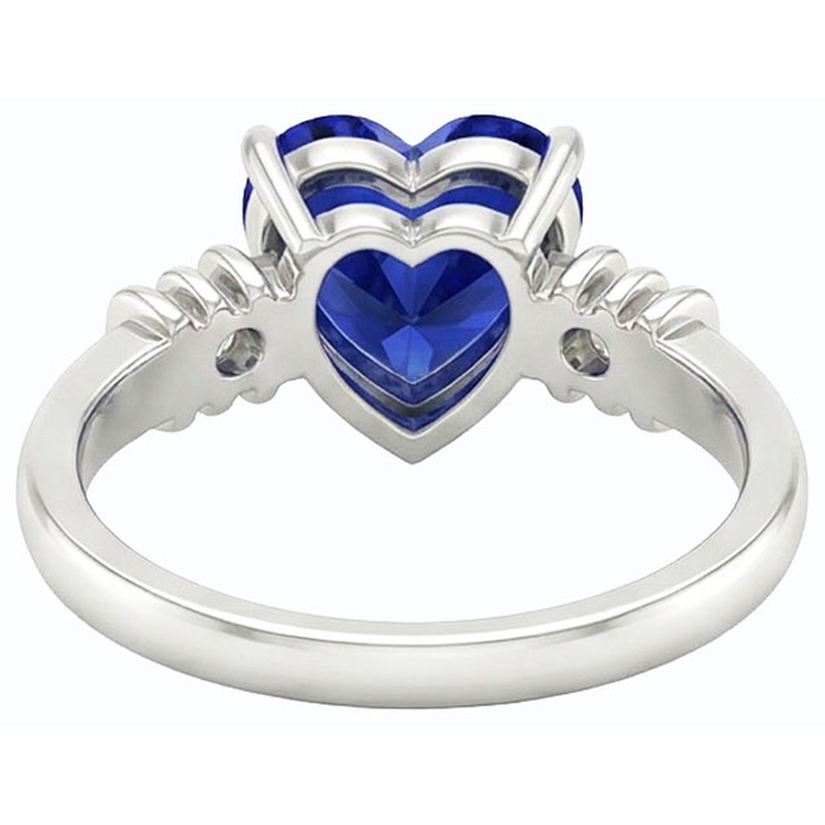Bague Trois Pierres Saphir Ceylan & Petits Diamants Ronds 1.25 Carats