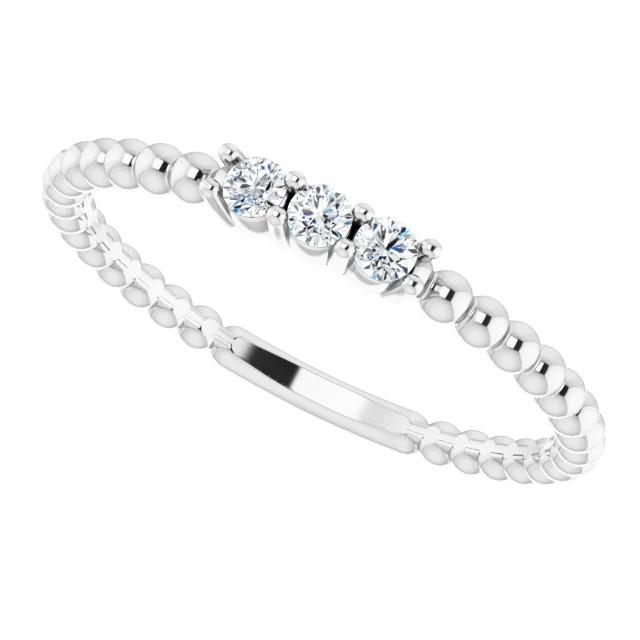 Bague Trois Pierres Véritable Diamant 0.50 Carats Bijoux Femme Perles