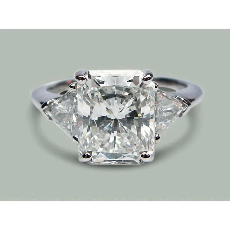 Bague Trois Pierres Véritable Diamant Radiant 5 Carats