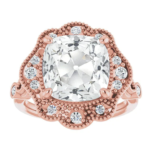 Bague Véritable Diamant Coussin 9 Carats Éblouissante