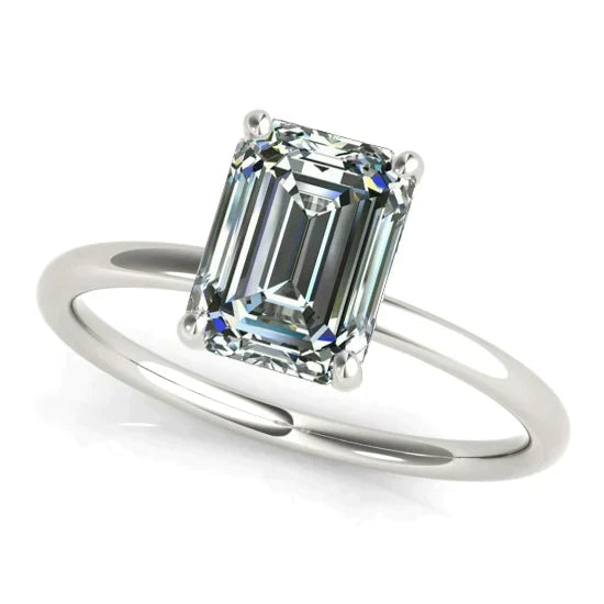 Bague Véritable Diamant Emeraude Solitaire 5 Carats