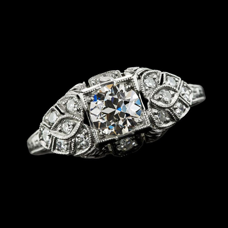 Bague Véritable Diamant Rond De Style Antique Bijoux Anciens Européens 3.25 Carats