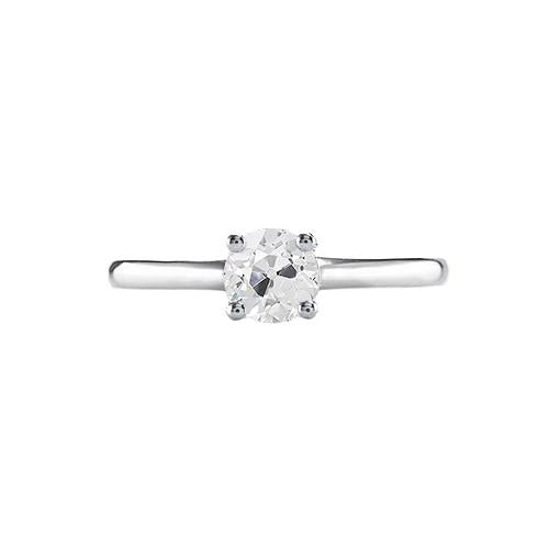 Bague Véritable Diamant Rond Taille Ancienne 0.75 Carats Solitaire Petite Table Or 14K
