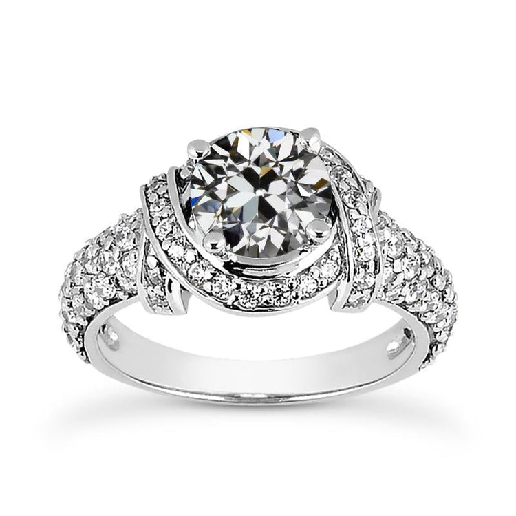 Bague Véritable Diamant Rond Vieux mineur Accents Multi Rangée Tige Torsadée 5 Carats