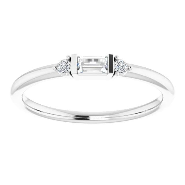 Bague Véritable Diamant Trois Pierres 0.70 Carats Or Blanc 14K