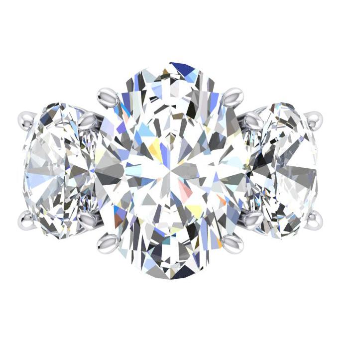 Bague à Trois Pierre Gros Diamant Ovale Véritable