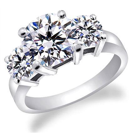 Bague à trois pierres en Naturel diamant rond de 1.50 ct en or blanc 14K