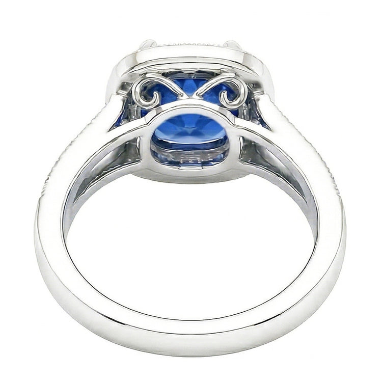 naturel cushion diamant 3.60carats bague vue de profil