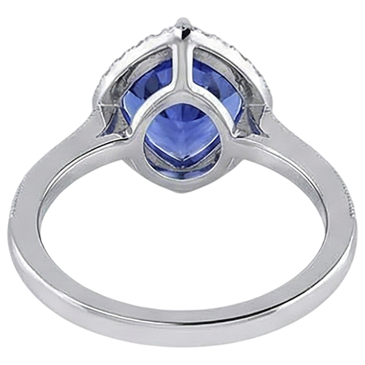 Bague anniversaire en or blanc 14K trillion tanzanite et diamants 3.50 ct