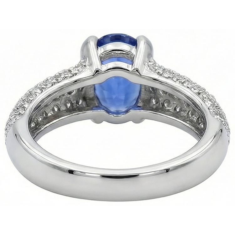Bague avec pierres précieuses tanzanite bleue et diamants en or 2.5 ct 14K