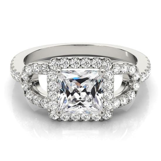 Bague carrée avec halo de Réel diamants et vieux mineur en or pour femme 6,50 carats