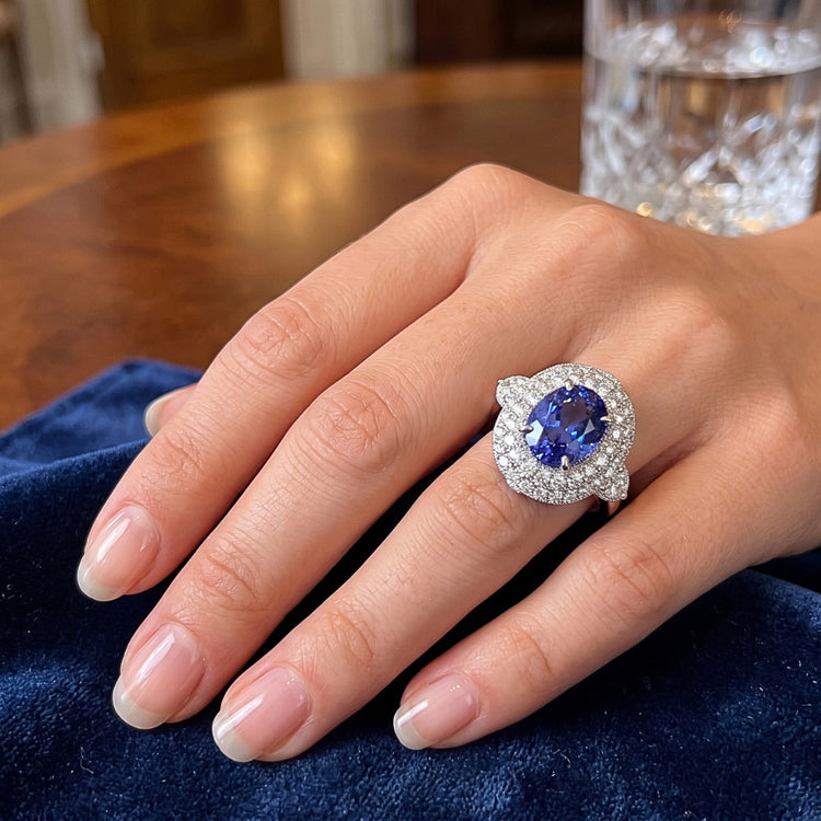 Bague d'anniversaire de mariage 6 carats avec diamants saphir du Sri Lanka