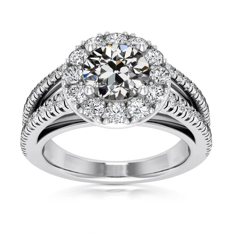 Bague d'anniversaire Halo Vieux mineur Véritable Diamond Split Shank 9 Carats