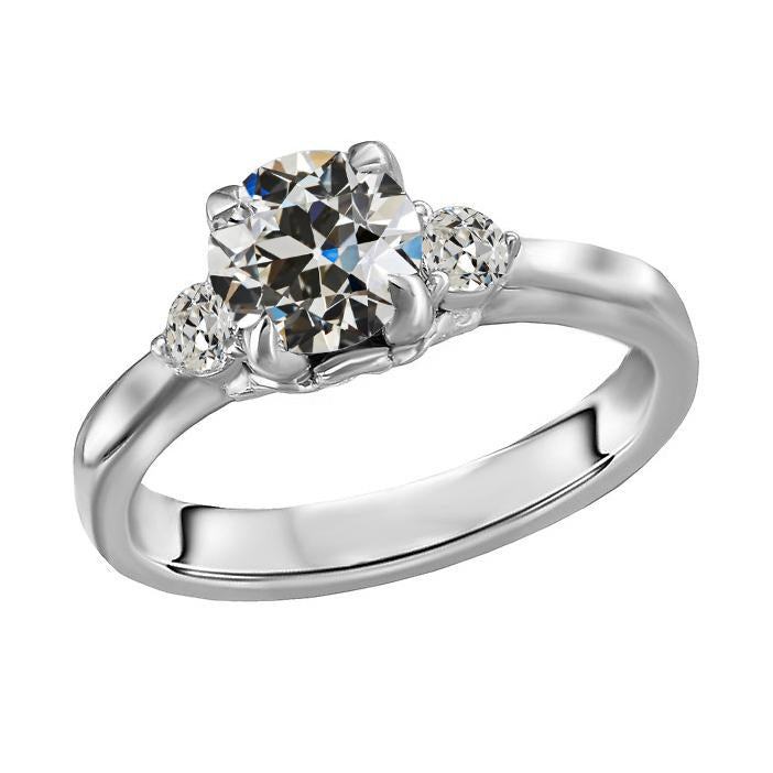 Bague d'anniversaire Naturel diamant rond ancien 3 pierres 3.50 carats
