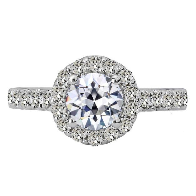 Bague d'anniversaire avec Réel diamants ronds Halo Vieux mineur avec accents 6 carats