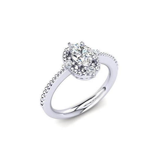Bague d'anniversaire en or blanc 14K 1.60 carats avec Authentique diamants étincelants Halo