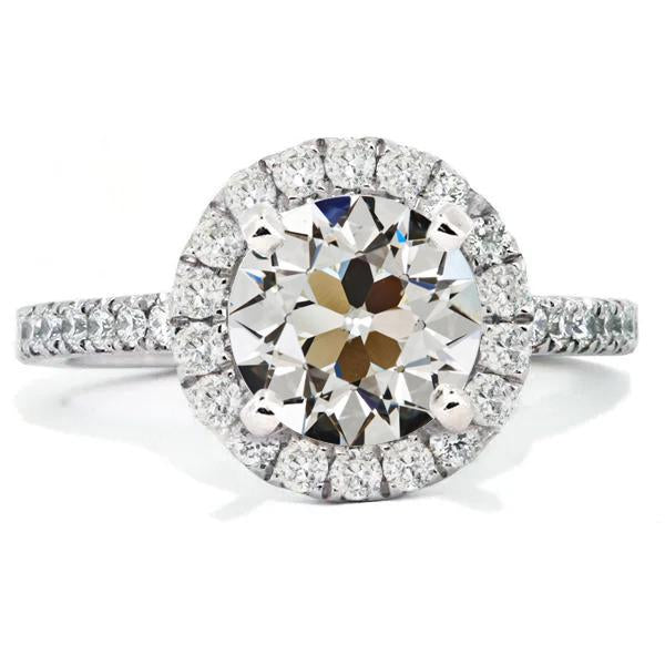 Bague d'anniversaire ronde avec halo de Véritable diamants taille ancienne sertie 7 carats