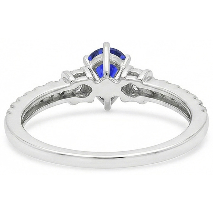 Bague de Fiançailles Diamant Poire Saphir Bleu 2.50 Carats Or