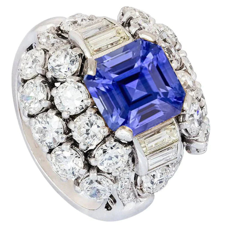 Bague de Fiançailles En Saphirs Et Diamants Parti