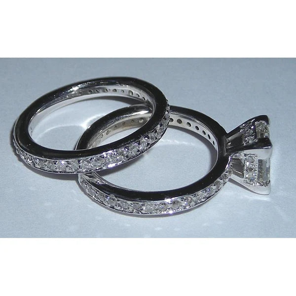 Bague de Fiançailles Fantaisie Réel Diamants Parure Or Blanc 3.51 Carats